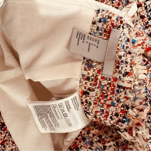 Multicoloured Lined Tweed Woven Wrap Midi Skirt US 6 - Picture 4 of 7